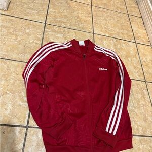 Adidas Burgundy Jacket with White Accents